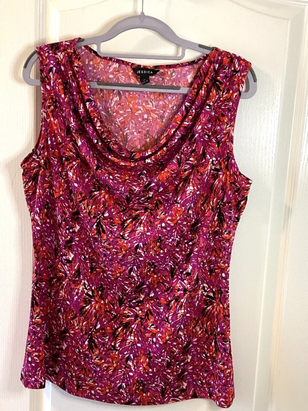 Jessica Women's Cowl Neck Sleeveless Top Size L Blouse Stretchy Stretchy